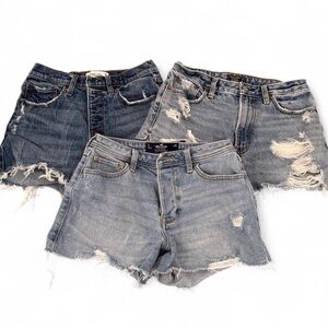 3 Jean shorts -Abercrombie & Fitch and Hollister short bundle